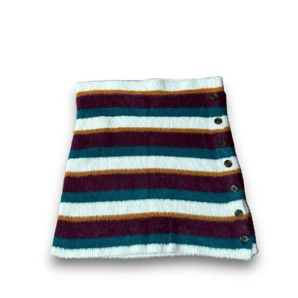 Free People Dresses & Skirts - NWT Free People Ciara Fig‎ Jam Striped Fuzzy Mini Skirt Size Medium 14.5 x 17